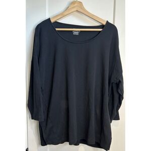 Chico's The Ultimate Tee Black 100% Pima Cotton Scoop Neck 3/4 Sleeve Size 4 XXL